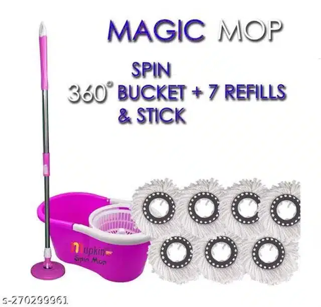 Spin Bucket Mop with 7 Refill, Assorted, Set of 1