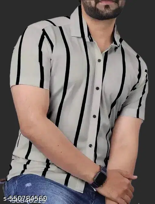 Lyrca Printed Shirt for Men (Grey, S)