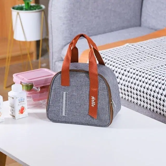 Grey & Brown Dual Tone Insulated thermal Lunch Bag
