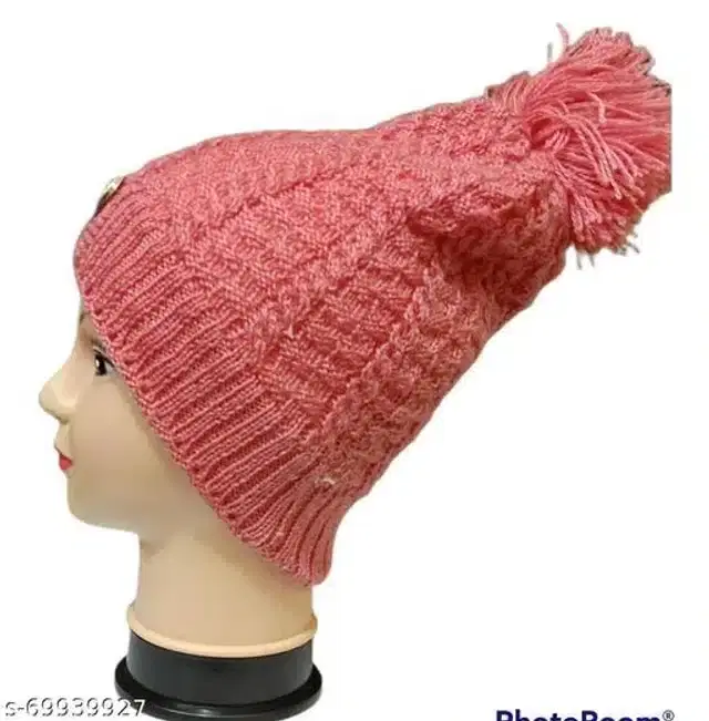 Woolen Cap for Women (Pink)