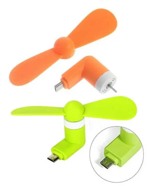 MN Enterprises Mini Portable V8 Micro USB Mobile Fan, Pack Of 2, Multicolor, MNE-7