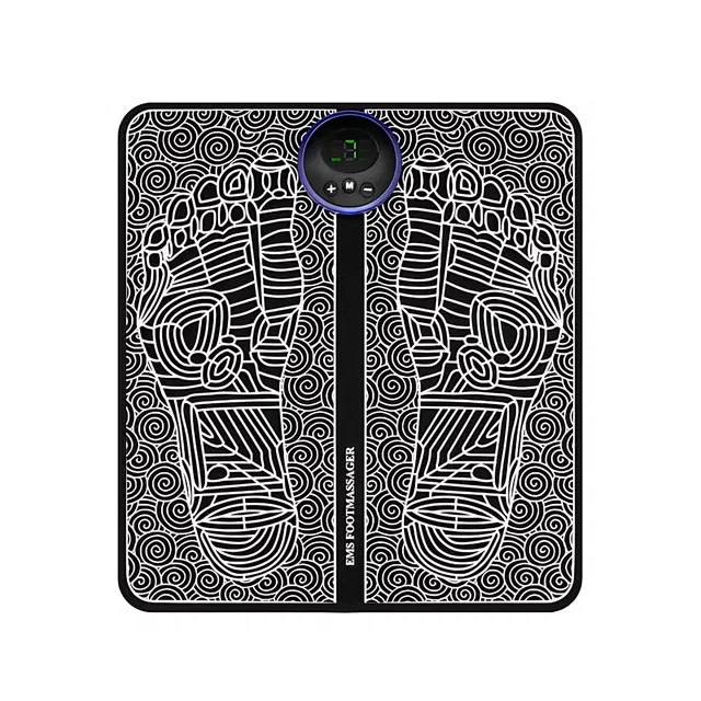 Wireless EMS Pain Relief Rechargeable Foldable with 8 Modes and 19 Intensity Levels Foot Massager, Black