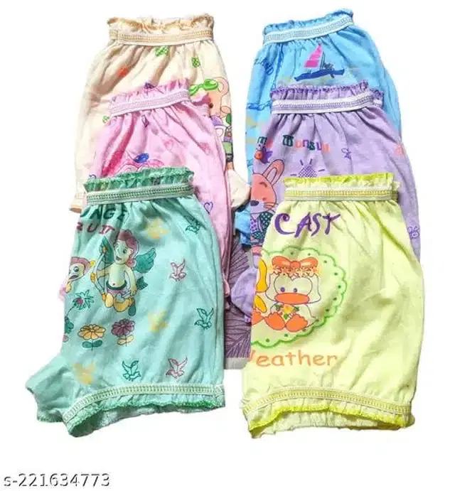 Cotton Innerwear Shorts for Kids, Pack of 6 (Multicolor, 0-3 Months)