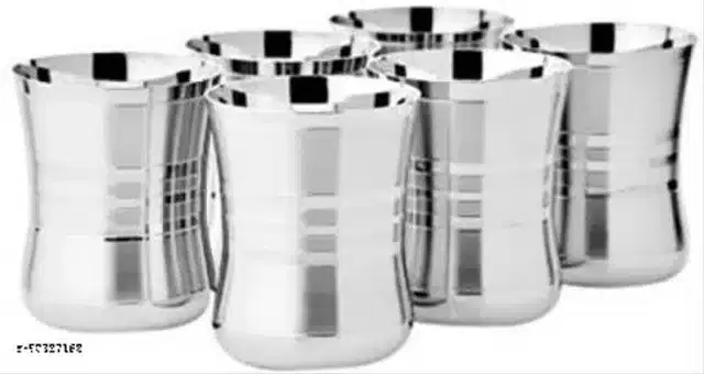 Stainless Steel Glass, Silver, 300 ml, Pack of 6