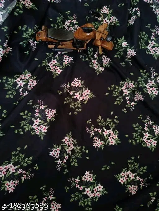 Kurti Fabric for Women (Black, Un Stitched)