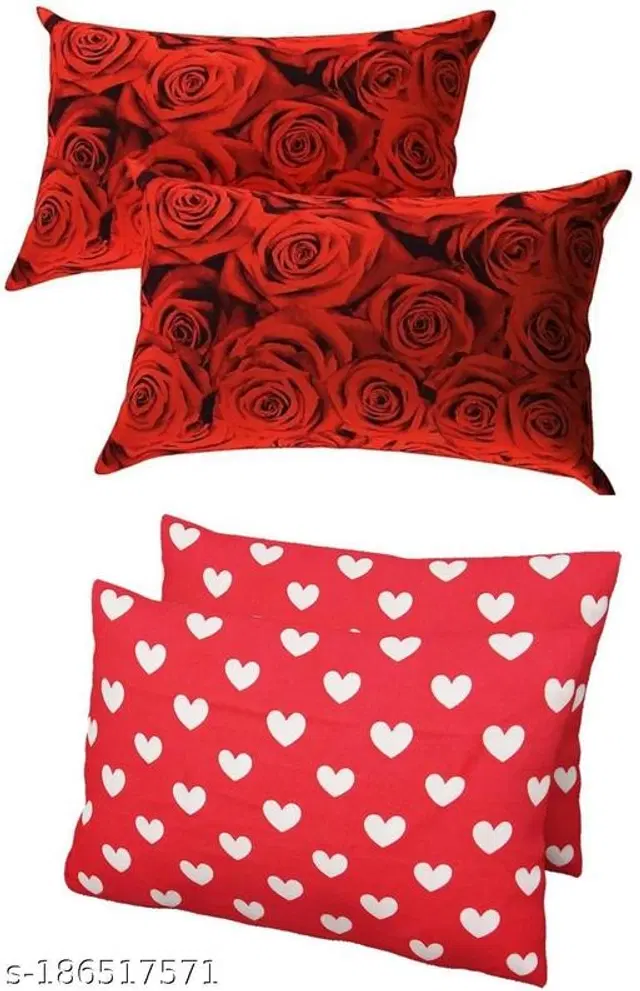 Polycotton Pillow Covers, Multicolor, 17x27 inches, Pack of 4