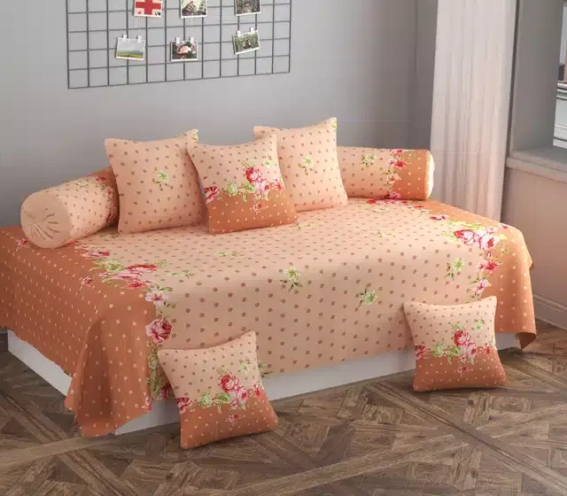 Microfiber Diwan Cover Set, Brown, Pack of 8