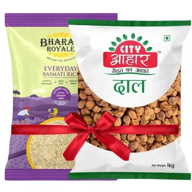 Bharat Royale Everyday Basmati Rice 900 g + City Aahar Kala Chana 1 kg