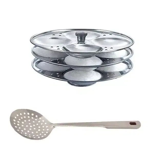 Stainless Steel Poni & Idli Making Stand of 3 Plates, Combo of 2