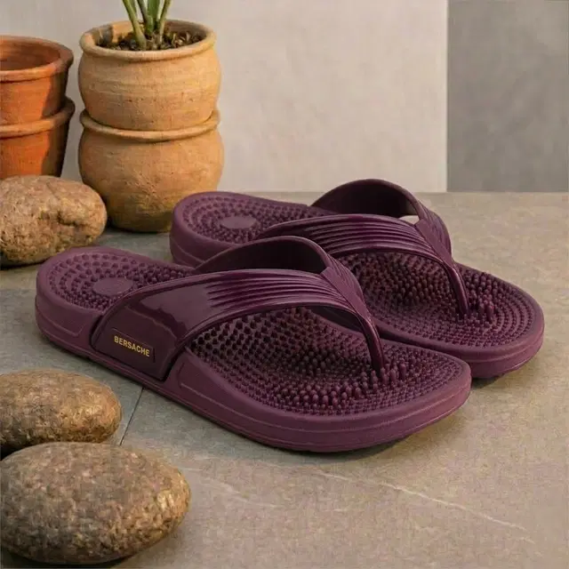 Solid Thong Flip-flops for Women (Maroon, 4)