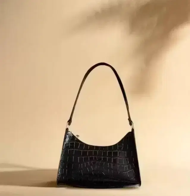 Textured Black Leather Shoulder Bag for Women (Black) (Pack of 1)