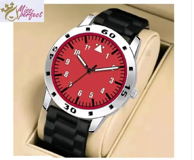 Analog Display Watch for Men (Red, Free Size)