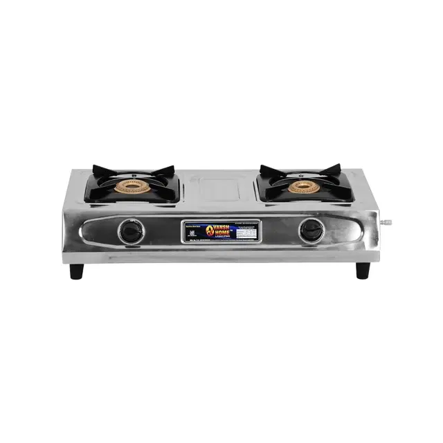 Stainless Steel 2 Burner Gas Stove, Silver