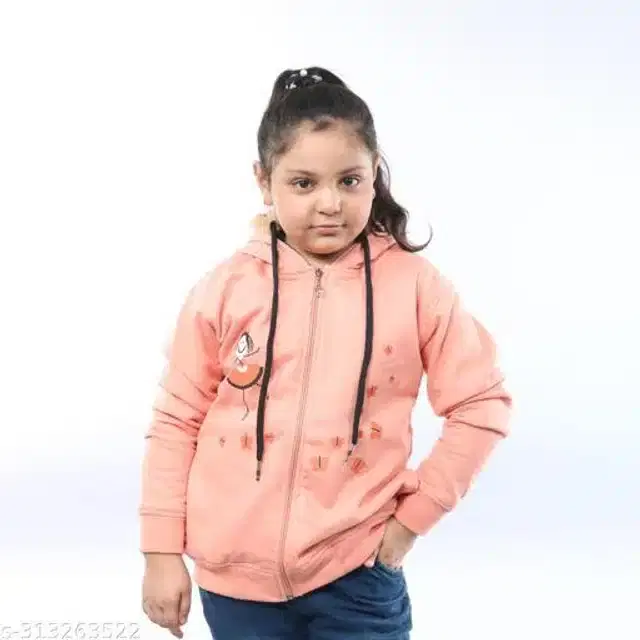 Full Sleeves Hoodies for Girls (Peach, 5-6 Years)
