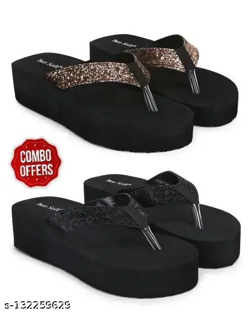 Twosoft EVA Flip-flops for Women (Multicolor, 3) Pack of 2