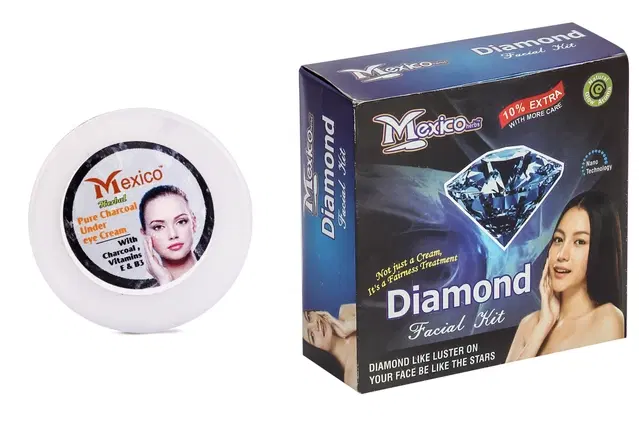 Maxico Herbs Diamond Facial Kit with Charcoal Under Eye Cream, Pack of 2