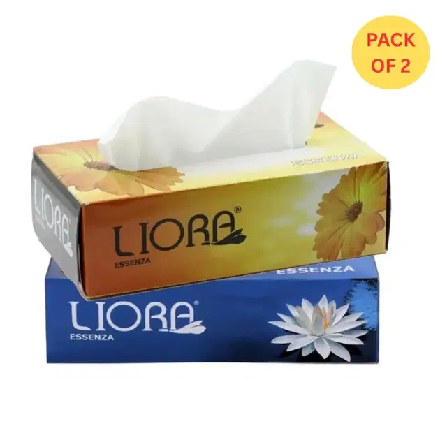 Liora 100 Pulls Facial Tissue Pack of 2, 2 Ply