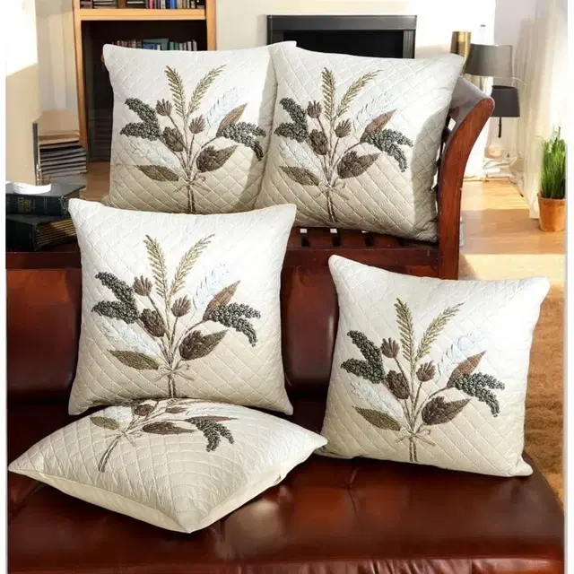 Quilted Big Leaf Cushion Cover Pack Of 5