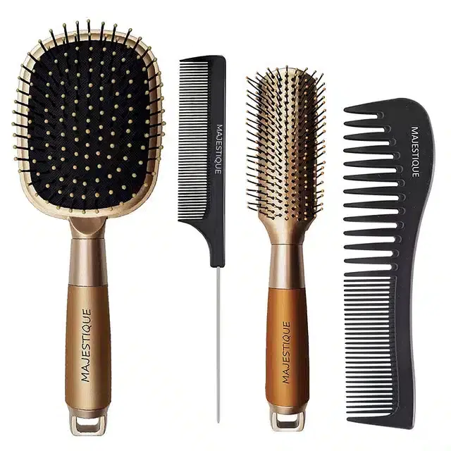 Majestique Hair Brush Set Paddle Brush Detangler,Styling Brush, Tail Comb Hair Brush for Women & Men, Combo of 4, B-41
