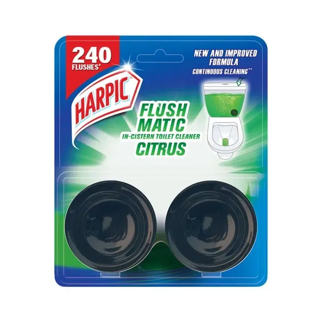Harpic Flushmatic In-Cistern Toilet Cleaner Blocks, Citrus - 100 g | Lasts Upto 240 Flushes