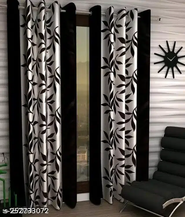 Curtains for Door, Black, 5 Feet, Pack of 2