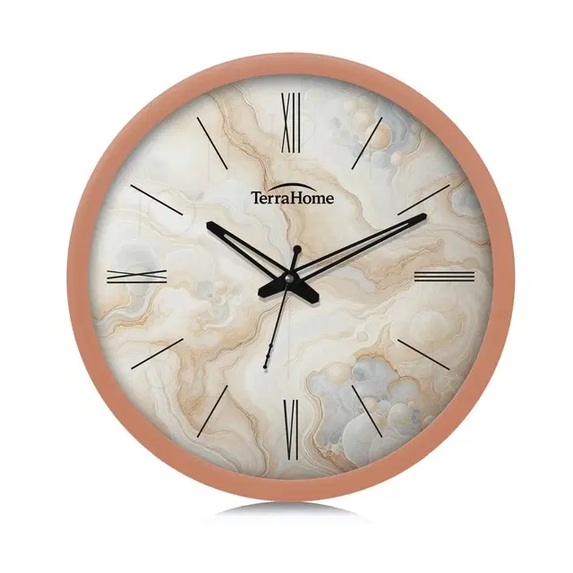 TerraHome Sweep Silent Paper Dial Wall Clock 12in Pastel Orange