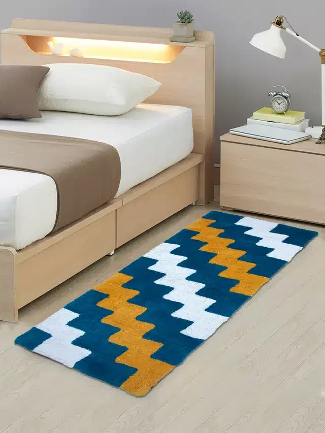 Abstract Bedside Runner with Antiskid Back, 20"x48", Orange