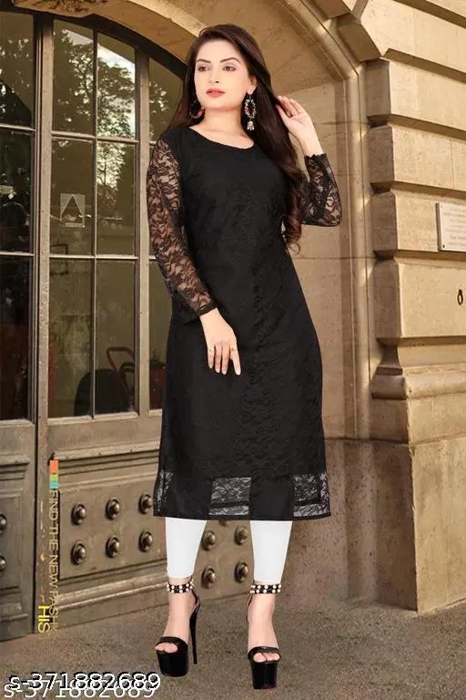 Net Kurti for Women, Black (S)