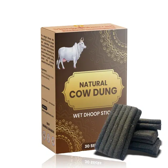 Mangal Bhavan Wet Dhoop Stick - Natural Cow Dung (30 Sticks)