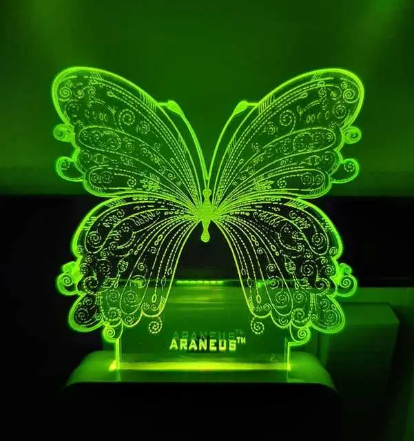 Unicept Butterfly 3D Illusion Design Extremely 7 Color Changing Night Lamp, Multicolor, NE-81