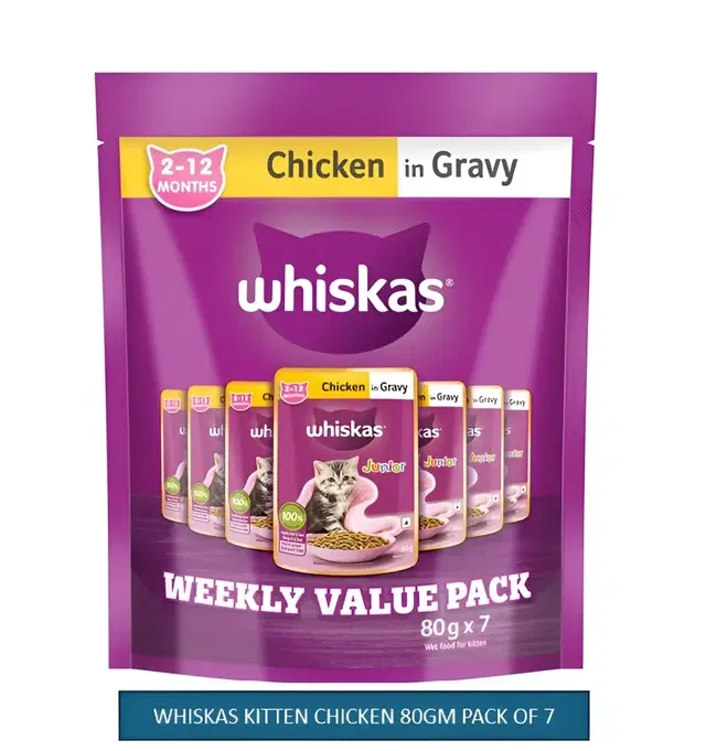 Whiskas Kitten Chicken Cat Food 7x80g