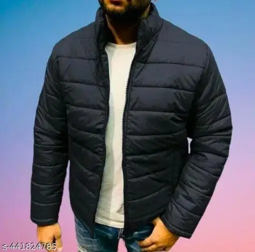 PU Jacket for Men (Blue, M)