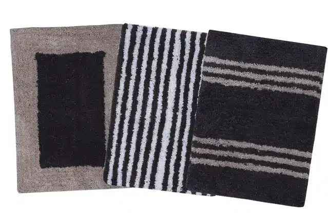 Soft Cotton Anti Skid Door Mats, Set of 3, Multicolor, 35x55 cm