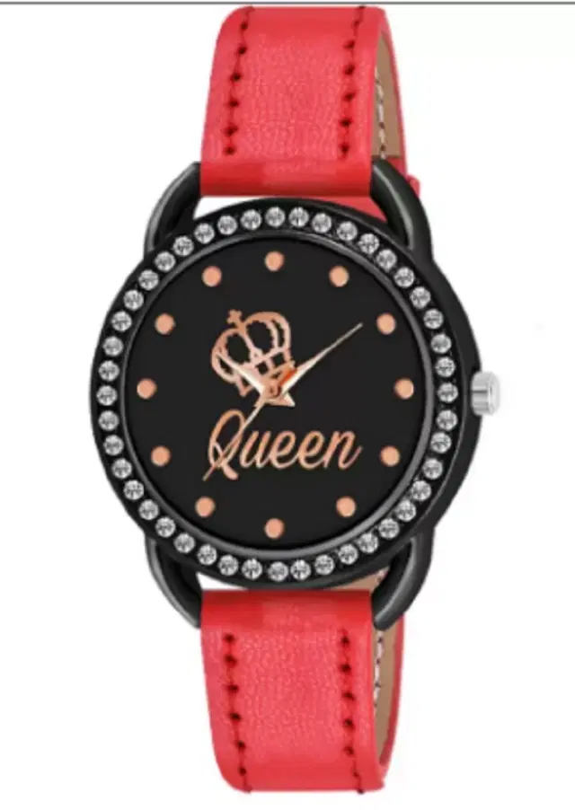 Analog Watch for Women & Girls (Red)