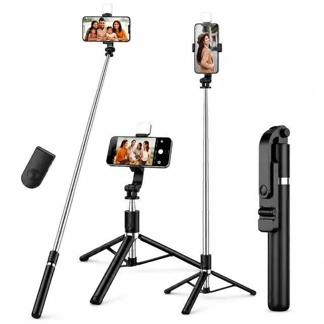 TecMarx Halo Stick Tripod With Wireless Remote 5ft Extendable, 360° Rotatable & Selfie Flash