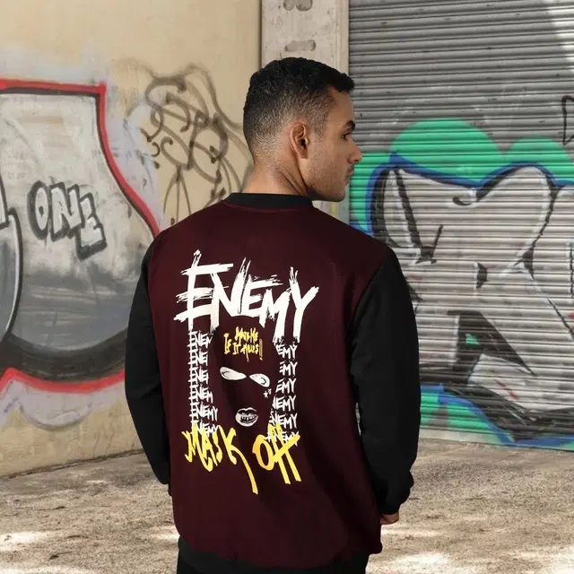 Fleece Printed Sweatshirt For Men, Maroon (L)