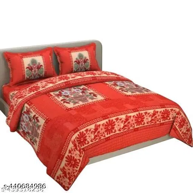 Woolen Double Size Bedsheet with 2 Pillow Covers, Multicolor, 90x90 inches