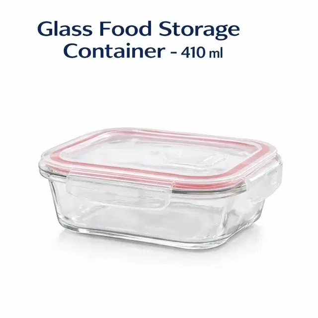 Glass Borosilicate Rectangular Lunch Box 410 ML