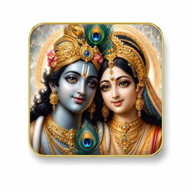 Kc Arts Uv Coated Golden Krishna Radha Wall Art Wall Hanging 12x12in