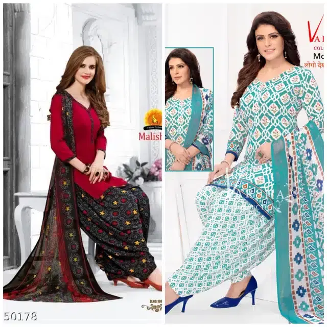 Synthetic Unstitched Dress Material for Women & Girls, Pack of 2 (Multicolor)