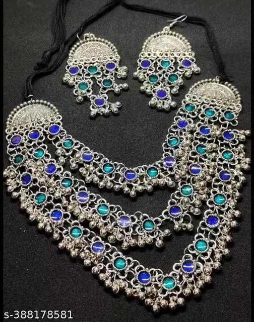 Blue Firozi Oxidised Jewellery Set