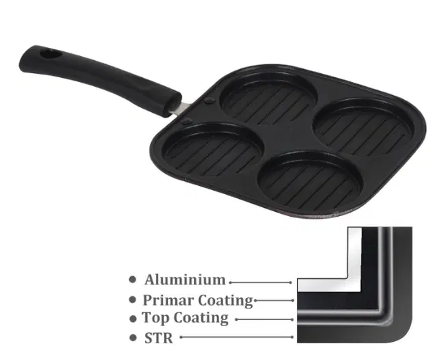 Aluminium 4 Section Appam Maker, Black