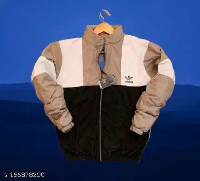 Polyester Full Sleeves Colorblocked Jacket for Men (Black & Beige, L)