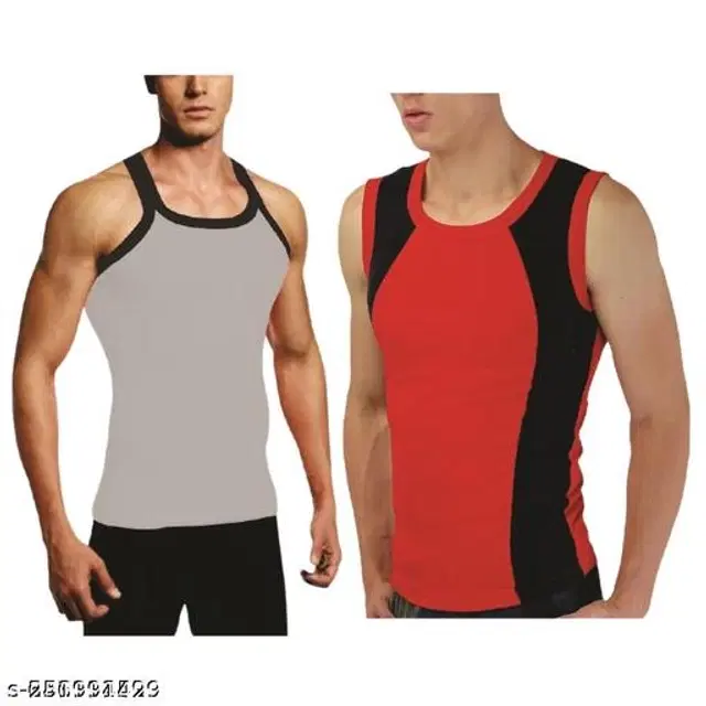Cotton Vests for Men, Pack of 2 (Multicolor, XXL)