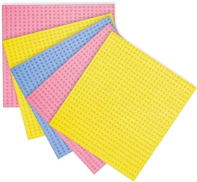 Multipurpose Cleaning Reusable Sponge Wipes, Multicolor, Pack of 5