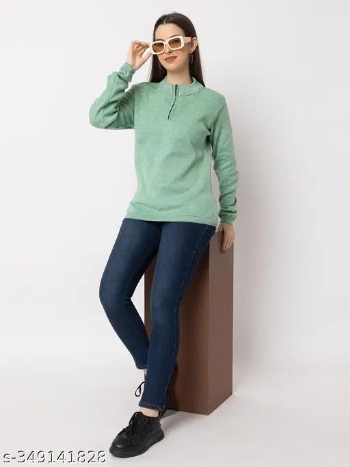 Acrylic Sweater for Women (Green, L)