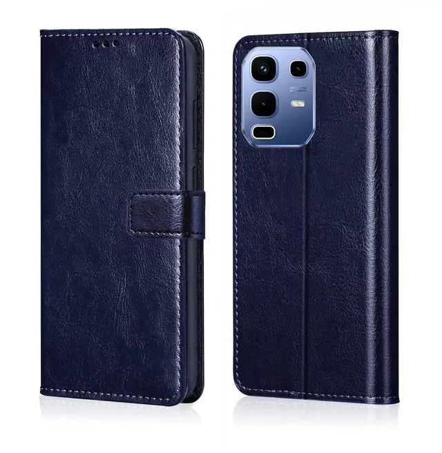 Artificial Leather Mobile Flip Cover for Infinix X6870 / Note 50S 5G, Blue