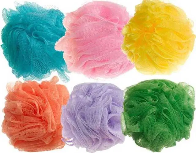 Round Scrub Bath Sponge Loofah For Men And Women, Pack Of 6, Multicolor, R-279
