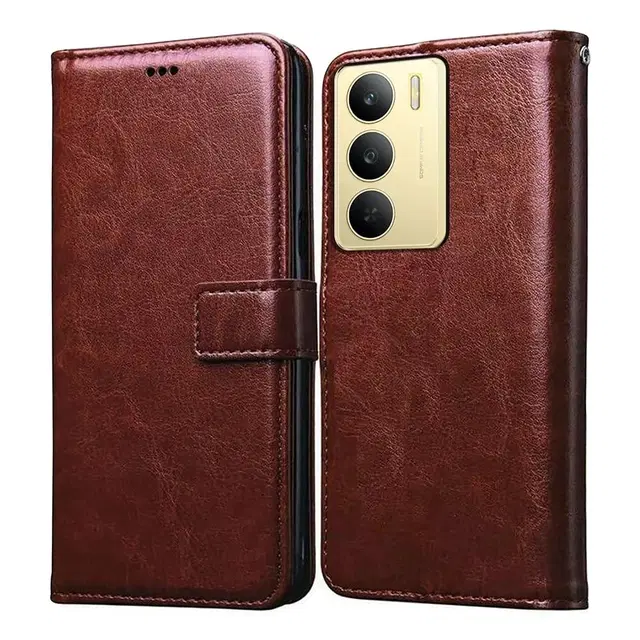 Artificial Leather Flip Cover For Realme Rmx3943 / C75 / C73 5G, Brown