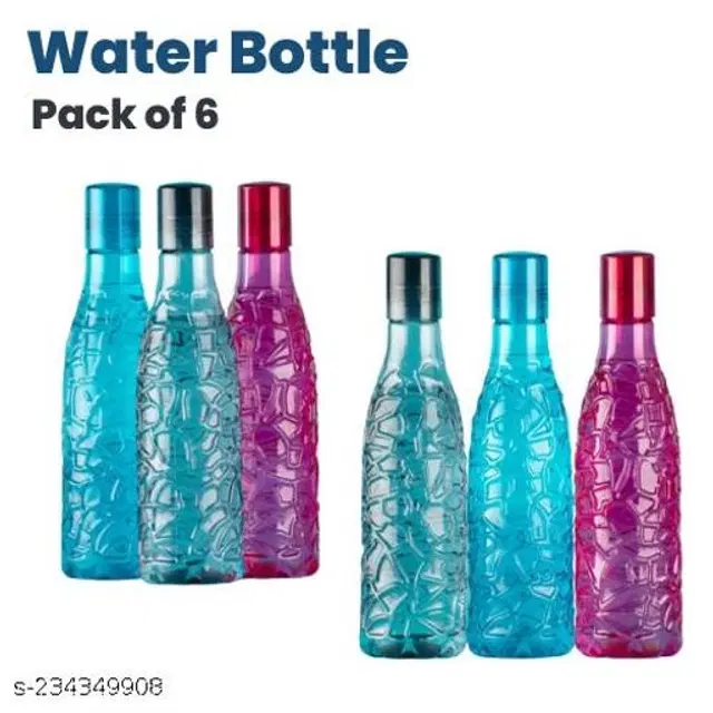Plastic Water Bottles, Multicolor, 1000 ml, Pack of 6